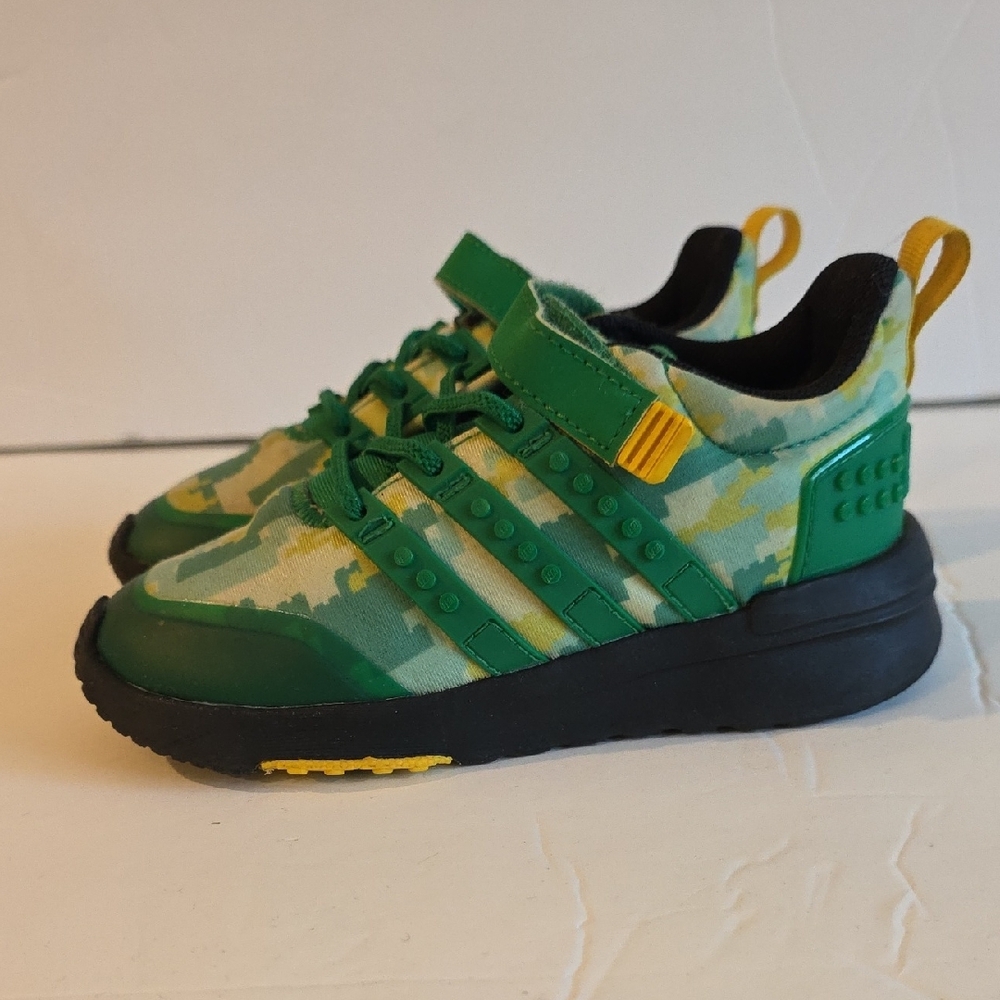 Adidas Lego Green and Yellow Kids Sneakers Lego Rare Edition Size 9